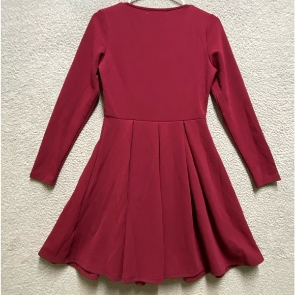 White Mark Dress Women Small Red Pleated Long Sleeve Pullover Burgundy - Picture 12 of 12